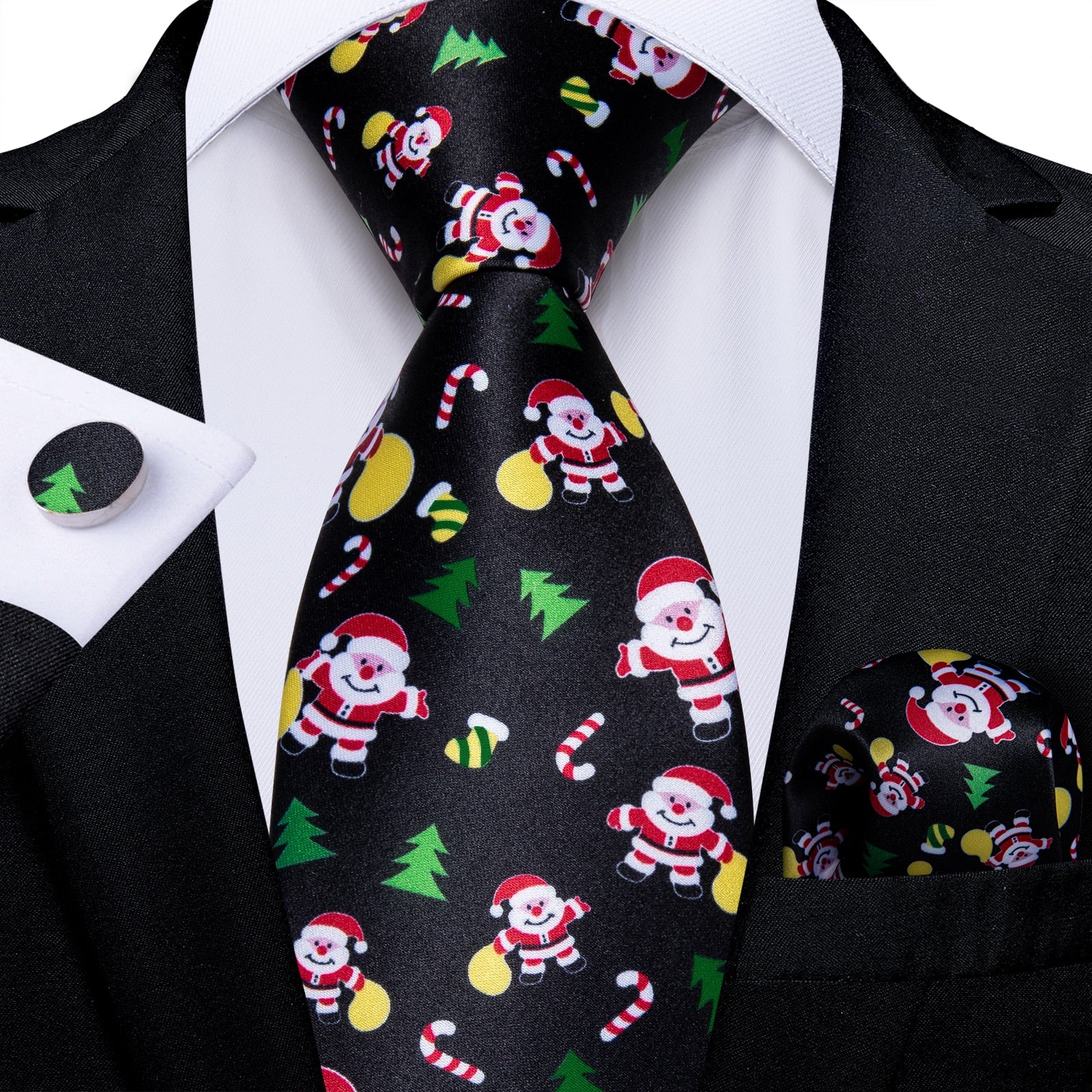 Mens Christmas Tie Set Red Blue 8cm Wide Silk Neck Tie Gift For Men Wedding Accessories