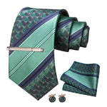 JEMYGINS Men Green Ties Striped Tie Paisley Silk Wedding Tie For Men Necktie Hanky Cufflink Set Party Business Fashion Designer