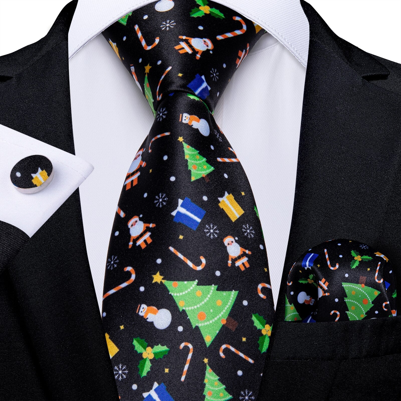 Mens Christmas Tie Set Red Blue 8cm Wide Silk Neck Tie Gift For Men Wedding Accessories