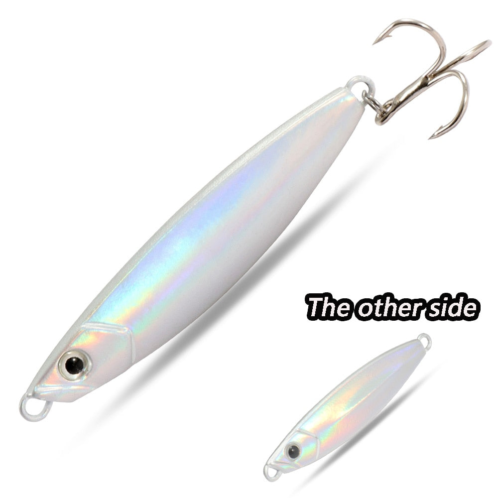 Metal Fishing Lure 10g 15g 20g Shore Cast Hook Swimbait Spoon Jig Artificial Bait Laser Cover Pike Trout Pesca Spinning Tackle