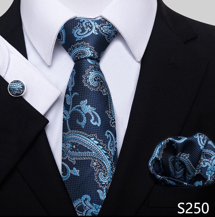 Fashion Brand Nice Handmade Silk Tie Handkerchief Cufflink Set For Men Necktie Orange Paisley Shirt Accessories lover&#39;s day