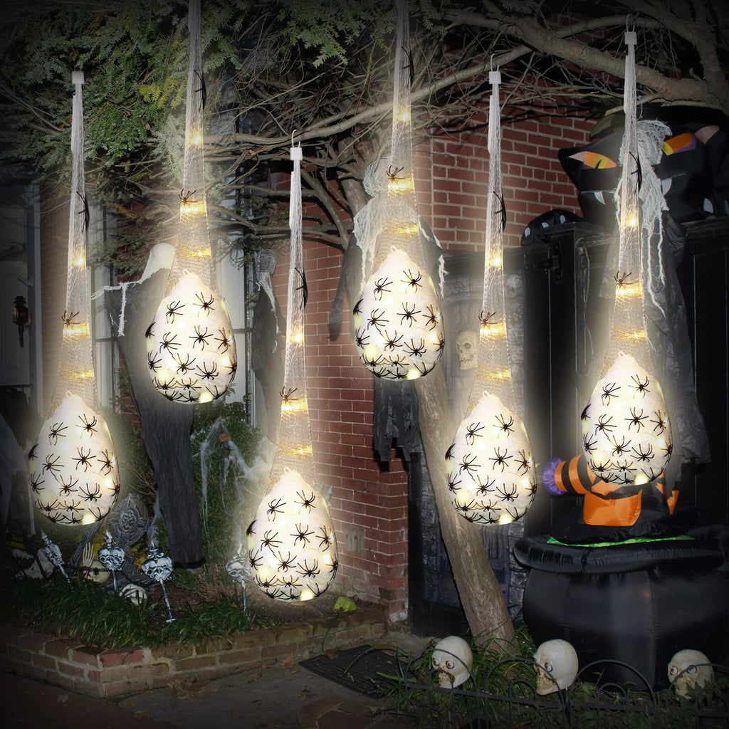Halloween Decoration Hanging Light up Spider Egg Sacs Outdoor Decoration Glowing Spider Web Egg Indoor Lighted Gift for Party