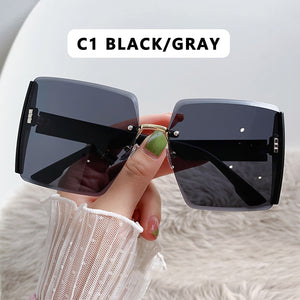 Vintage Square Sunglasses Woman Classic Retro Gradient Mirror Frameless Sun Glasses Female Fashion Rimless Oculos De Sol