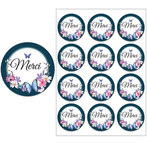 Merci Stickers Labels for Parties Wedding Small Business Stickers Packaging Seal Labels Thank You Stickers Baking Gift Bag