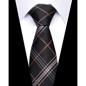 Newest design 7.5 and 8 cm Luxurious Silk Necktie Men Tie Gravatas Dark Gray Striped Shirt Accessories Man&#39;s New Year&#39;s Day