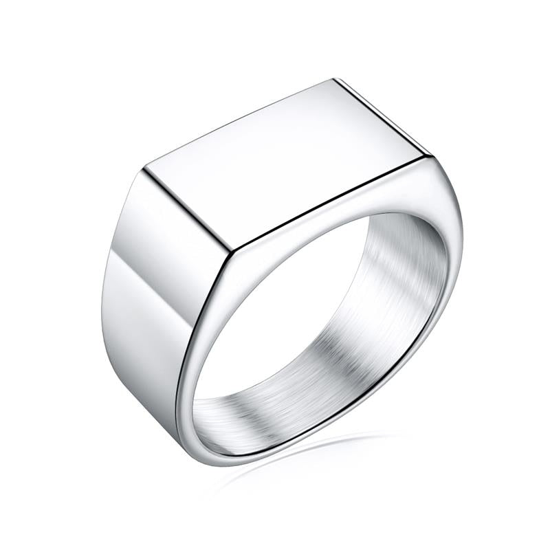 Fashion Men Ring Stainless Steel Simple Style Black Golden Silver Color Square Ring Charm Hiphop Male Jewelry Party Gift
