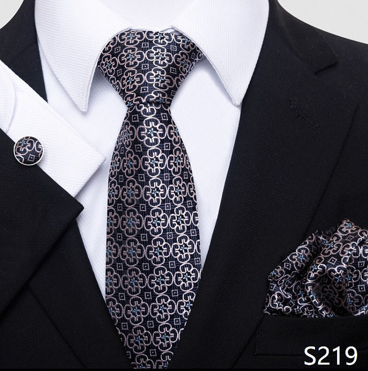 Fashion Brand Nice Handmade Silk Tie Handkerchief Cufflink Set For Men Necktie Orange Paisley Shirt Accessories lover&#39;s day