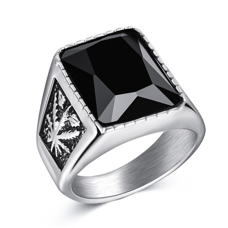 Fashion Men Ring Stainless Steel Simple Style Black Golden Silver Color Square Ring Charm Hiphop Male Jewelry Party Gift