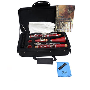 Bb Clarinet 17 Key Klarnet ABS Resin Material Nickel Plated Keys Red Clarinet Woodwind Instrument With Case Reeds Screwdriver