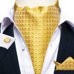 Luxury Men&#39;s Vintage Paisley Floral Formal Cravat Ascot Tie Self British Style Gentleman Silk Tie Set For Wedding Party DiBanGu