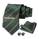 JEMYGINS Men Green Ties Striped Tie Paisley Silk Wedding Tie For Men Necktie Hanky Cufflink Set Party Business Fashion Designer