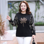 Spring Autumn Diamond Print Plus Size Casual Shirts Women Long Sleeve Loose Oversized Lady Tops All Match Fashion Female Clothes