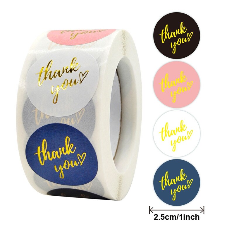 Thank you craft stickers Heart Handmade Cake decoration cookie Sealing Label Kraft Sticker Baking DIY Gift Stickers Party