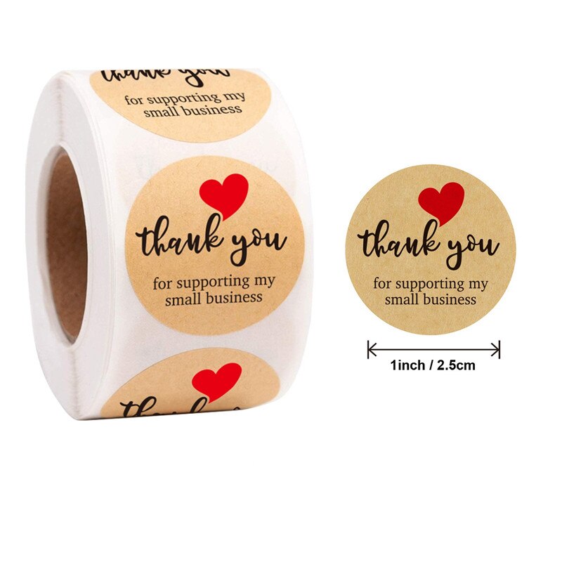 Thank you craft stickers Heart Handmade Cake decoration cookie Sealing Label Kraft Sticker Baking DIY Gift Stickers Party