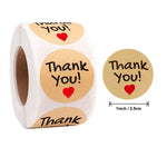 Thank you craft stickers Heart Handmade Cake decoration cookie Sealing Label Kraft Sticker Baking DIY Gift Stickers Party