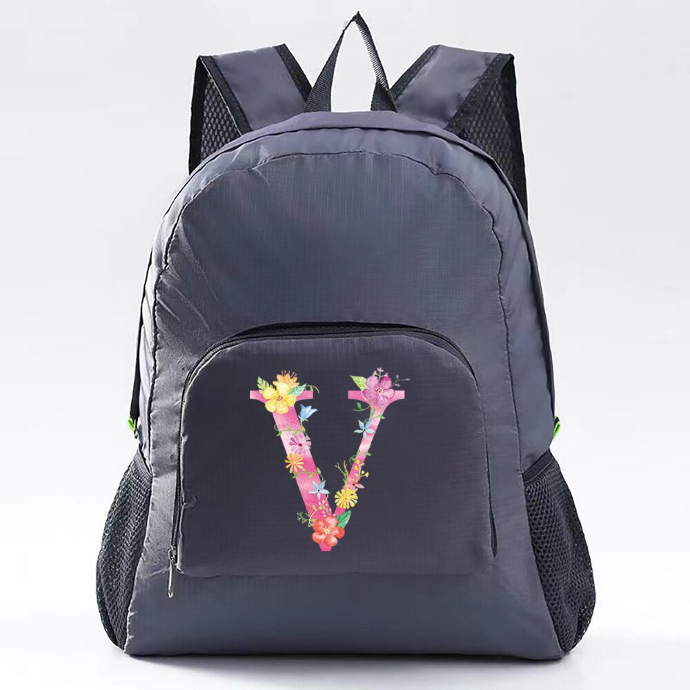 Unisex Lightweight Outdoor Backpack Portable Foldable Outdoor Camping Hiking Travel Daypack Women Pink Letter Pattern Sport Bags