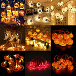 150cm 10LED Halloween LED String Lights Portable Pumpkin Ghost Skeletons Lights for Home Bar Halloween Party Decor Supplies 2022