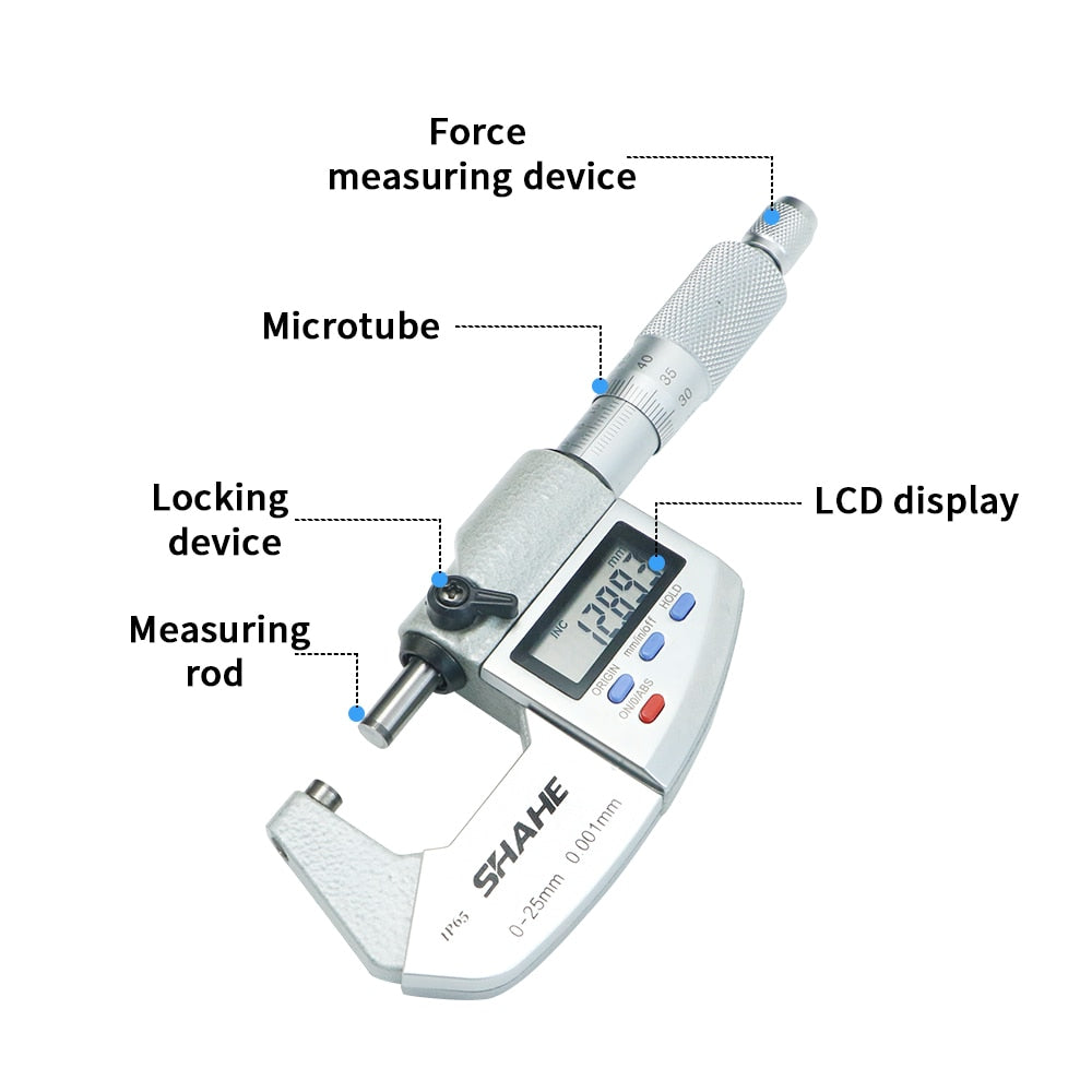 SHAHE IP65 Digital Micrometer 0.001 mm Electronic Digital Outside Micrometer 0-25 mm