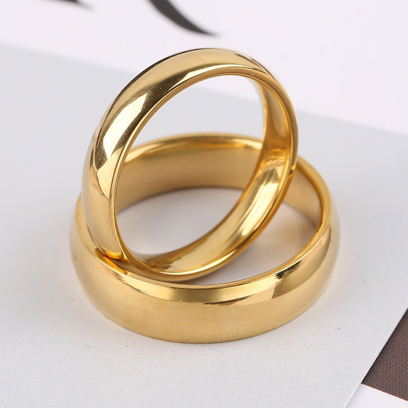 Valentine&#39;s Day Gifts Simple Smooth Plain Ring Classic Gold Color Rings for Women Men Wedding Couple Lovers&#39; Engagement Jewelry