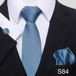 7.5 cm Great Quality Birthday Gift Tie Hanky Cufflink Set Necktie For Men Formal Clothing Purple hombre Gift for Boyfriend