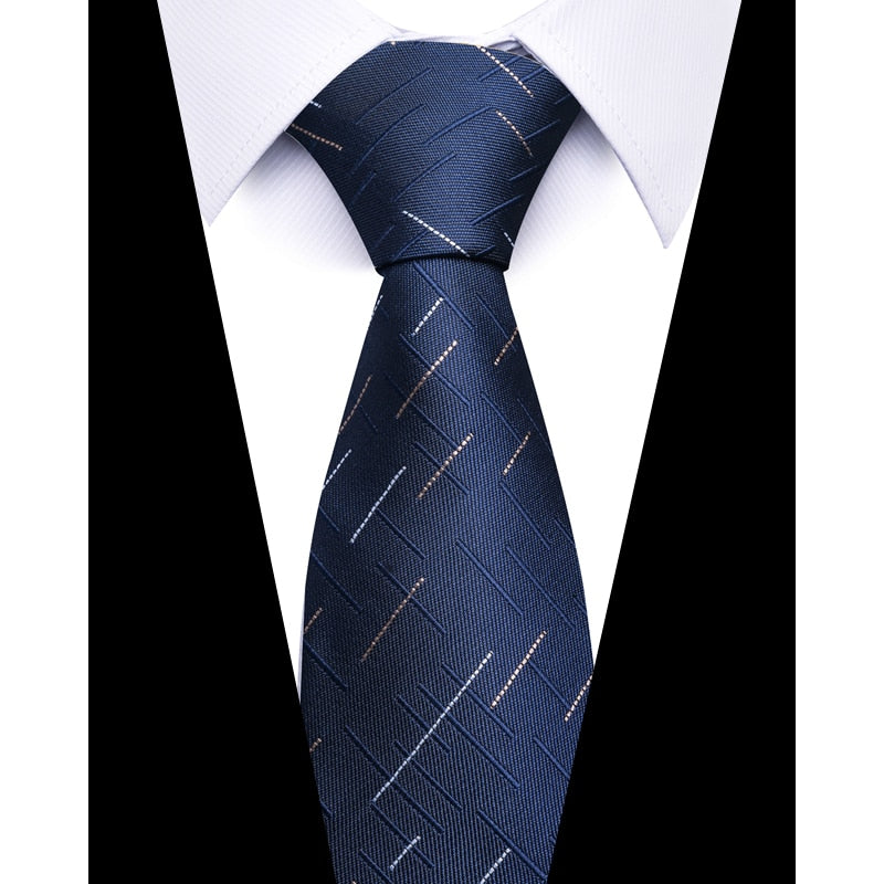 Brand Classic Newest design Silk Necktie Man&#39;s Shirt Accessories Striped Dark Blue Tie Men New Year&#39;s Day Fit Wedding Party