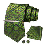 JEMYGINS Men Green Ties Striped Tie Paisley Silk Wedding Tie For Men Necktie Hanky Cufflink Set Party Business Fashion Designer