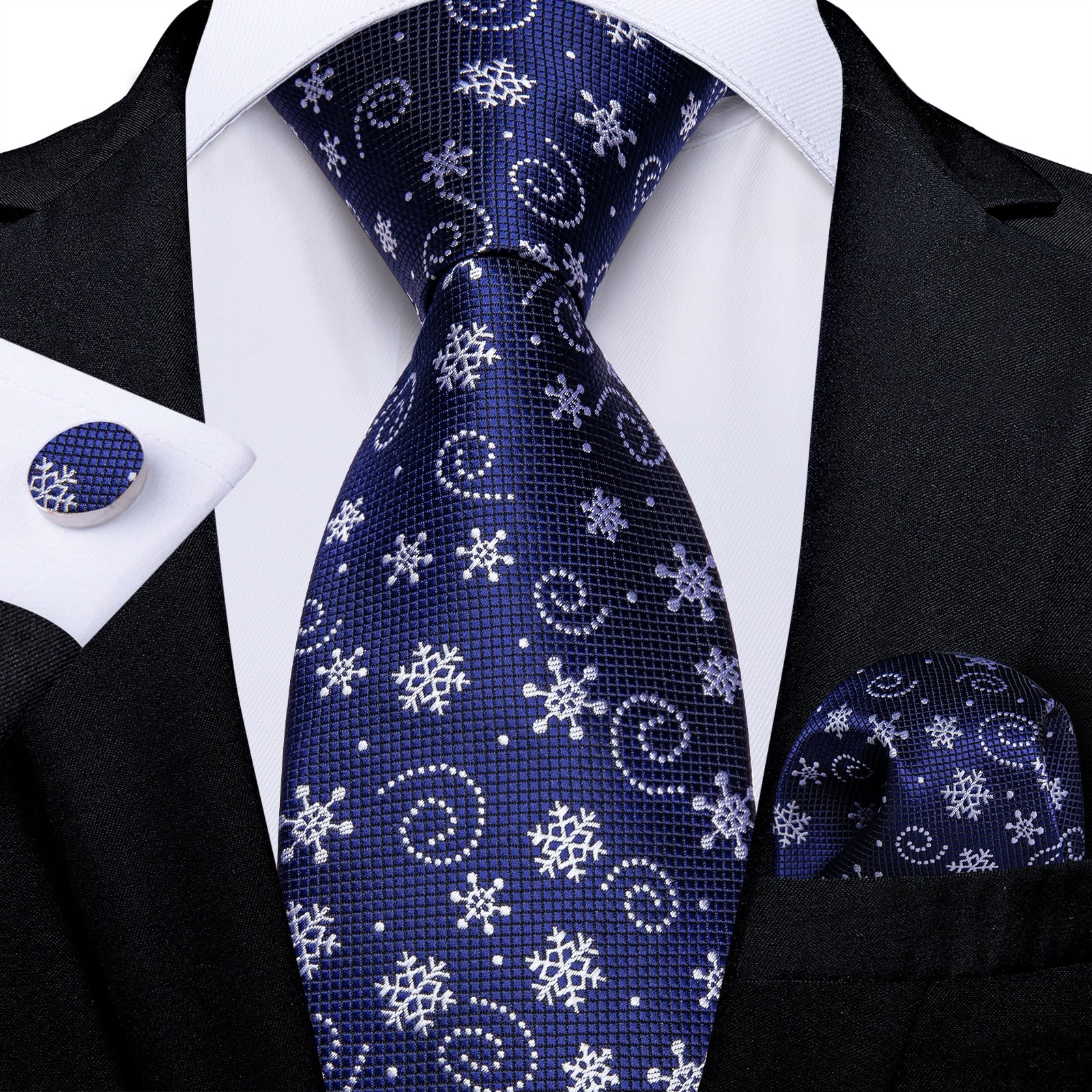 Mens Christmas Tie Set Red Blue 8cm Wide Silk Neck Tie Gift For Men Wedding Accessories