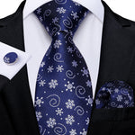Mens Christmas Tie Set Red Blue 8cm Wide Silk Neck Tie Gift For Men Wedding Accessories