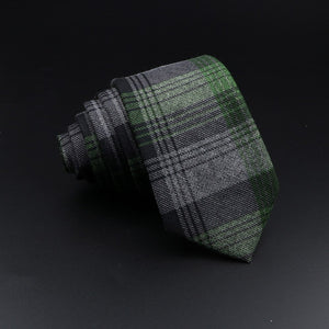 Men&#39;s Plaid Tie Cotton Black Grey Red Necktie Handmade Wool Narrow Collar Ties Wedding Business Party Suit Shirt Gift Accessory