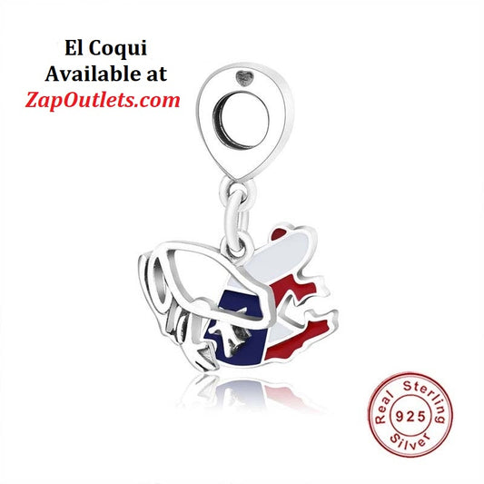 Puerto Rico Coqui Frog Dangle Charm fits Original Pandora Charms Bracelets Necklace 100% Pure Silver