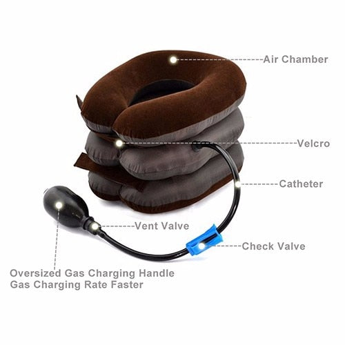 Air Cervical Neck Massage Relaxation Stretcher Pain Relief Head Back Traction Adjustable Inflatable Soft Brace Device