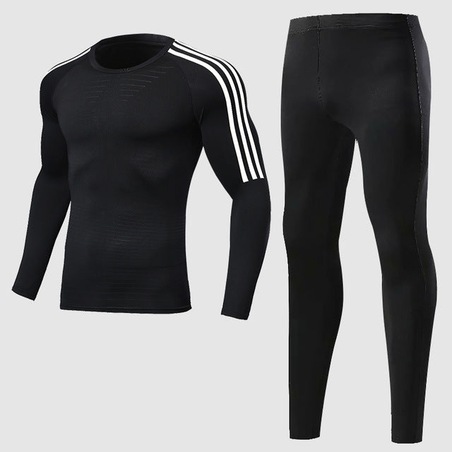 3pcs / set Men's Gym Workout Sports Suit Fitness Compression Clothes Running Jogging Sport Wear Exercise Workout Tights