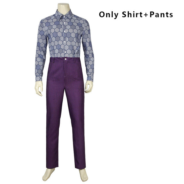 DC The Dark Knight Rises Joker Costume Cosplay Batman Vest Mask T-shirt Suit Coat Blazer Adult Heath Ledger Halloween Custom