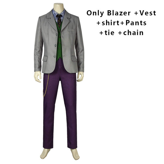 DC The Dark Knight Rises Joker Costume Cosplay Batman Vest Mask T-shirt Suit Coat Blazer Adult Heath Ledger Halloween Custom