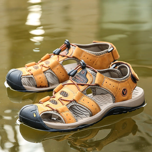 Top Quality Outdoor Sandal Men Summer Comfortable Soft Genuine Leather Sandals Man Sport Slippers Zapatos De Hombre7239