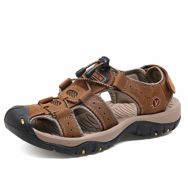 Top Quality Outdoor Sandal Men Summer Comfortable Soft Genuine Leather Sandals Man Sport Slippers Zapatos De Hombre7239