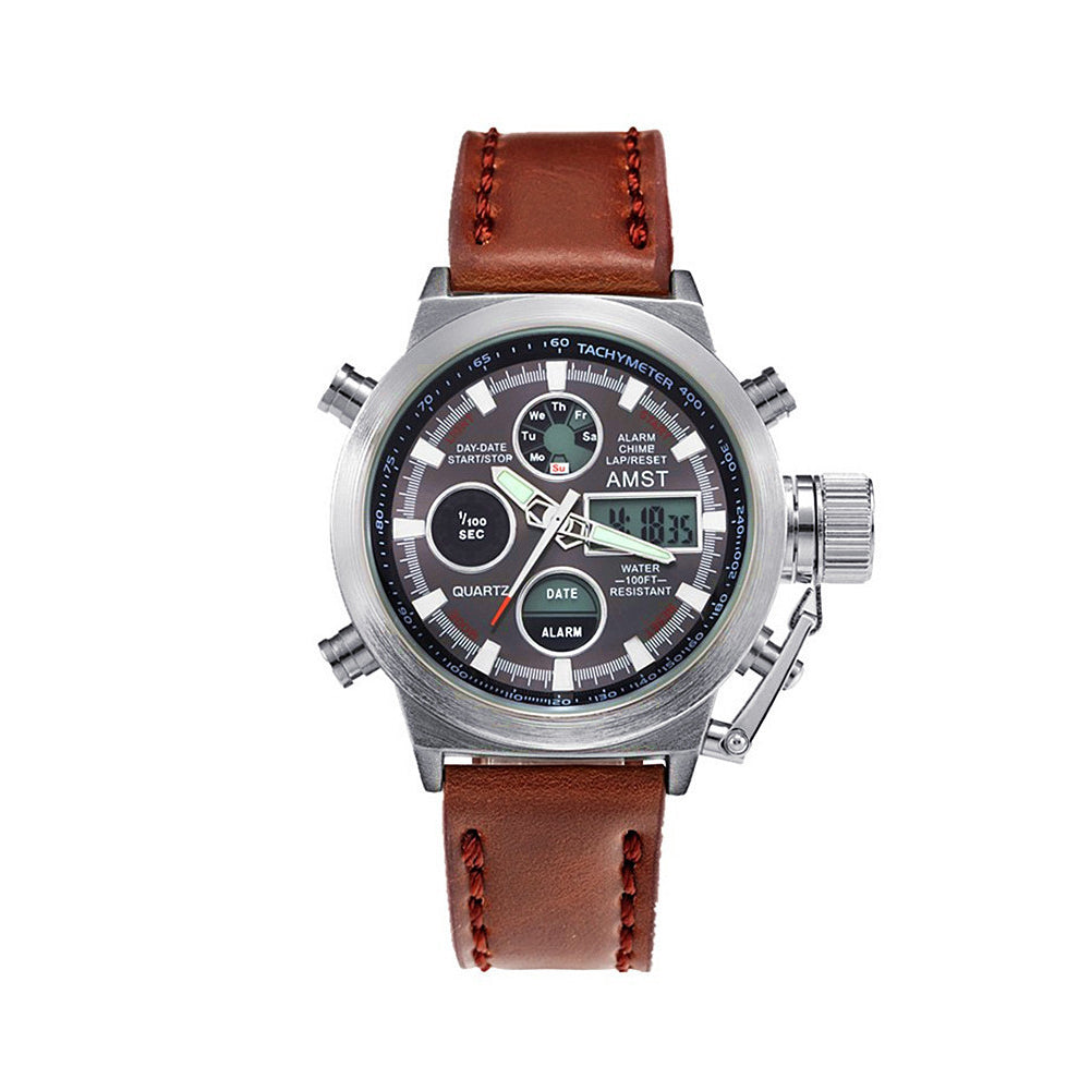 AMST Luminous Waterproof Multi-function Watch Handlace Men Hand Wearing Chain Watch