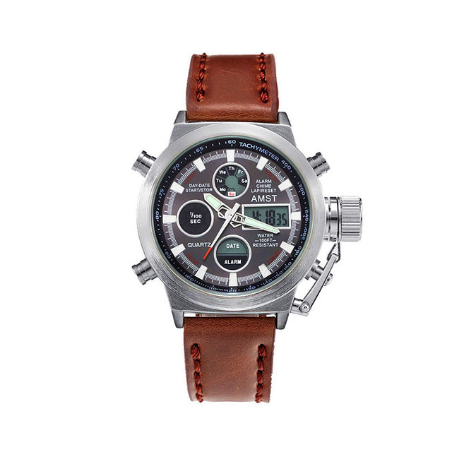 AMST Luminous Waterproof Multi-function Watch Handlace Men Hand Wearing Chain Watch