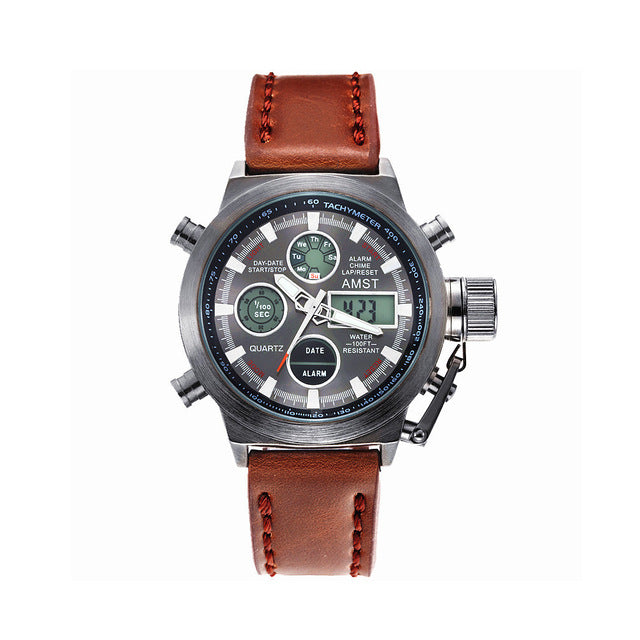AMST Luminous Waterproof Multi-function Watch Handlace Men Hand Wearing Chain Watch