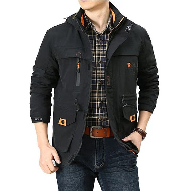 Men's Autumn Hiking Jackets Outdoor Clothes Waterproof Hooded Camping Trekking Tactical Coat Wear Resistant Fishing Sport Jacket