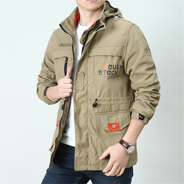 Men's Autumn Hiking Jackets Outdoor Clothes Waterproof Hooded Camping Trekking Tactical Coat Wear Resistant Fishing Sport Jacket