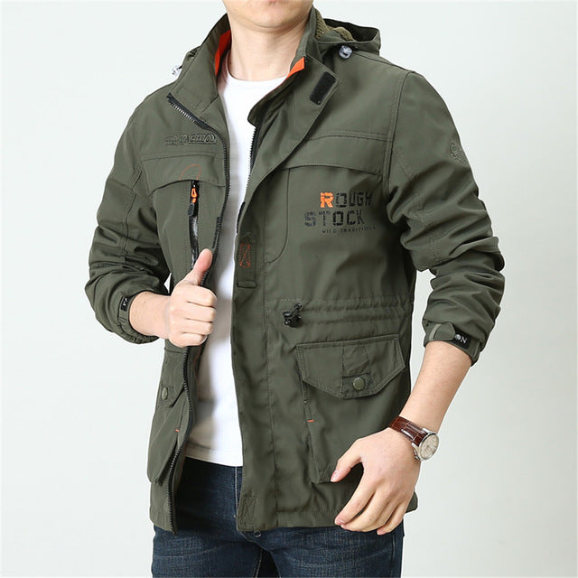 Men's Autumn Hiking Jackets Outdoor Clothes Waterproof Hooded Camping Trekking Tactical Coat Wear Resistant Fishing Sport Jacket