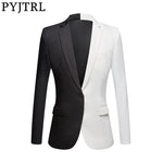 PYJTRL New Fashion White Black Red Casual Coat Men Blazers Stage Singers Costume Blazer Slim Fit Party Prom Suit Jacket