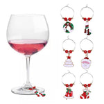 6Pcs Christmas Cup Decoration Rings Wine Glass Pendants for Home Table Decoration Party New Year Product