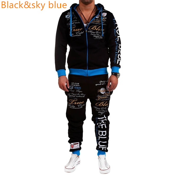 ZOGAA Men Sporting Suit Track Sets Hoodies+Pant Sweatsuit 2 Piece Clothing Set Sport Wear Hoodies Men Tracksuit Set Male