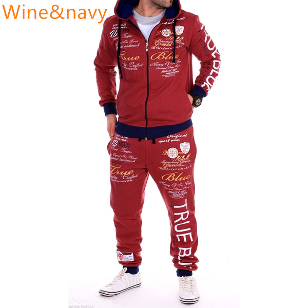 ZOGAA Men Sporting Suit Track Sets Hoodies+Pant Sweatsuit 2 Piece Clothing Set Sport Wear Hoodies Men Tracksuit Set Male