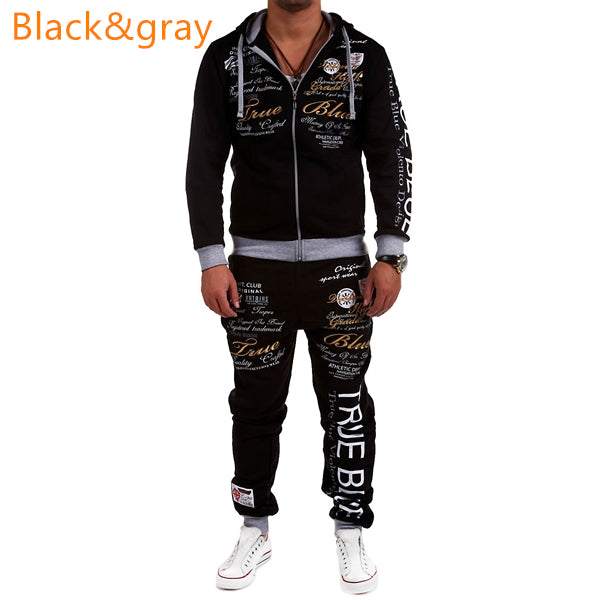 ZOGAA Men Sporting Suit Track Sets Hoodies+Pant Sweatsuit 2 Piece Clothing Set Sport Wear Hoodies Men Tracksuit Set Male