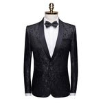 PYJTRL Men Fashion Floral Jacquard Dress Blazer Gentleman Shwal Lapel Slim Fit Party Wedding Prom Suit Jacket Male Costume Homme
