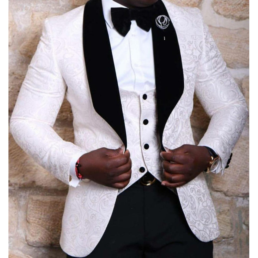 HB052 Brand Custom Made New Groomsmen Shawl Lapel Groom Tuxedos Red/White/Black Men Prom Suits Wedding Best Man Blazer Fashion