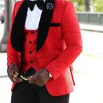 HB052 Brand Custom Made New Groomsmen Shawl Lapel Groom Tuxedos Red/White/Black Men Prom Suits Wedding Best Man Blazer Fashion